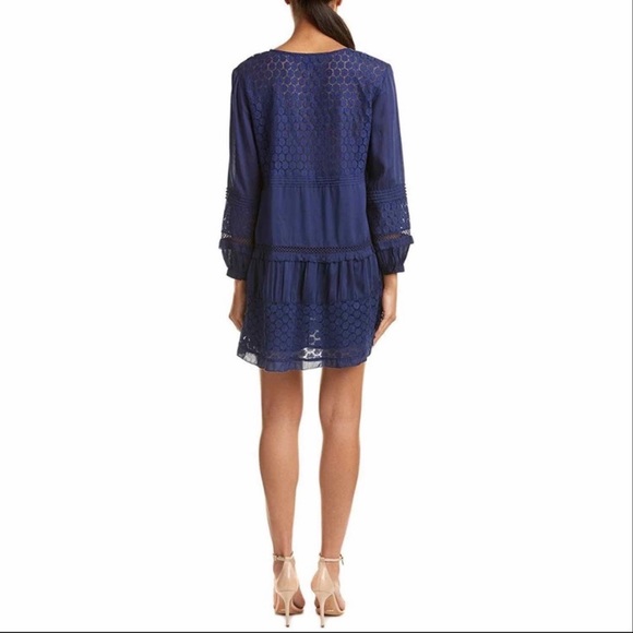 French Connection Navy long sleeve Eyelet Shift - Picture 6 of 6